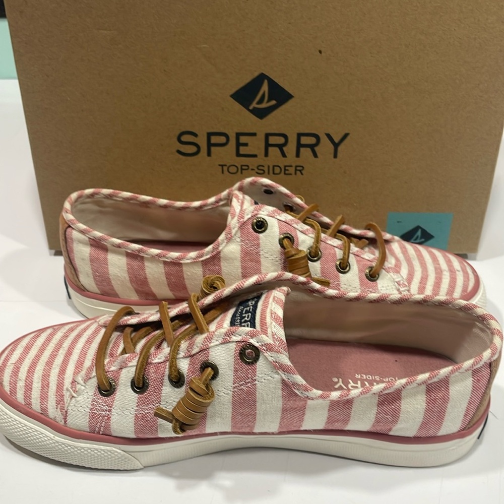 Sperry Red and White Nautical Sneakers